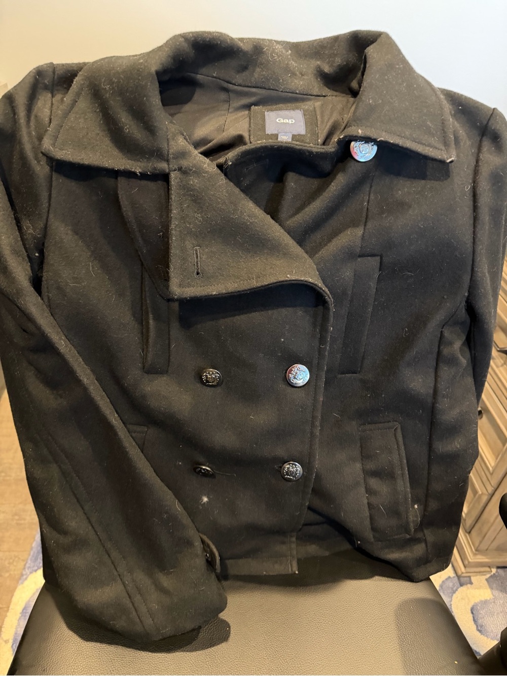 GAP Women's Black Double-Breasted Peacoat